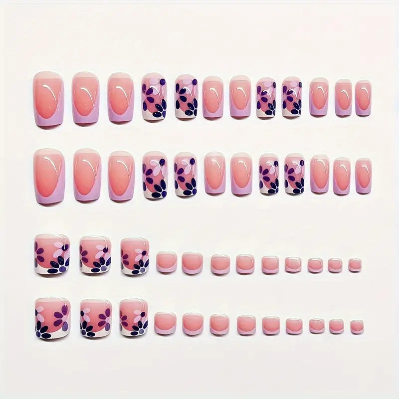 Floral and French Tip Pedicure Set Kalsten