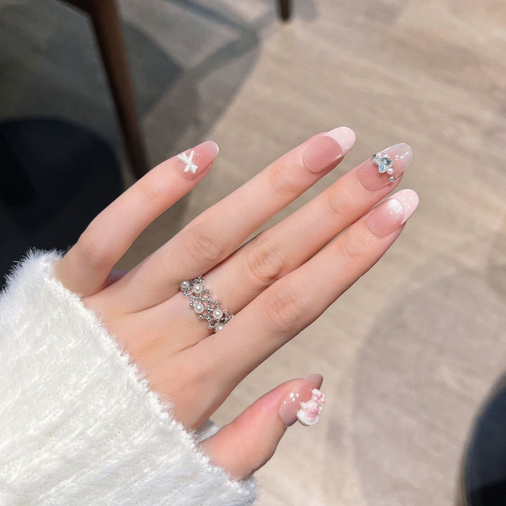 Elegant Floral Embellished Press-On Nail Set Kalsten