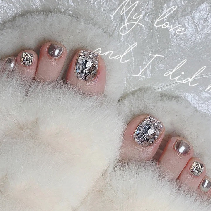Premium Decorative Press-On Toenails with Crystal Accents Kalsten
