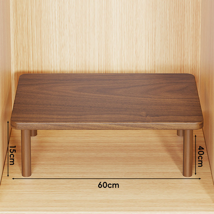 Height-Adjustable Rectangular Wooden Riser Table with Detachable Round Legs
