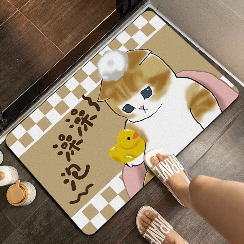 Cute Cat-Themed Plush Bath Mat