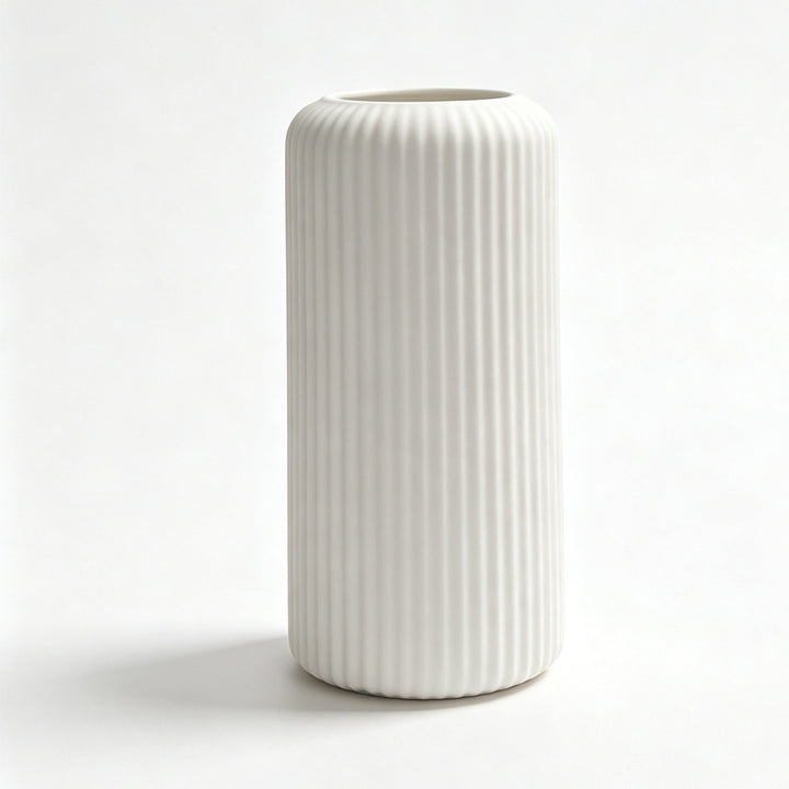 Elegant Ribbed Ceramic Decorative Vase Kalsten