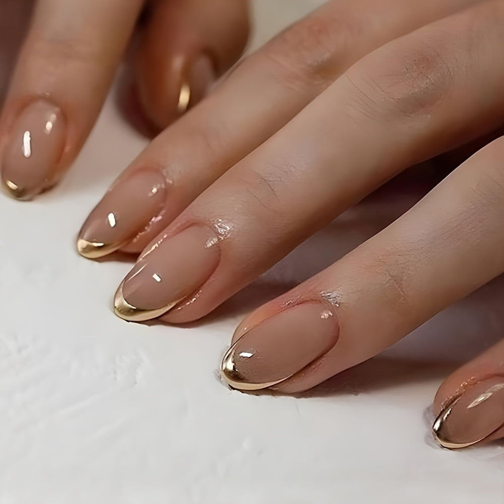 Artificial nails with elegant gold French tip Kalsten