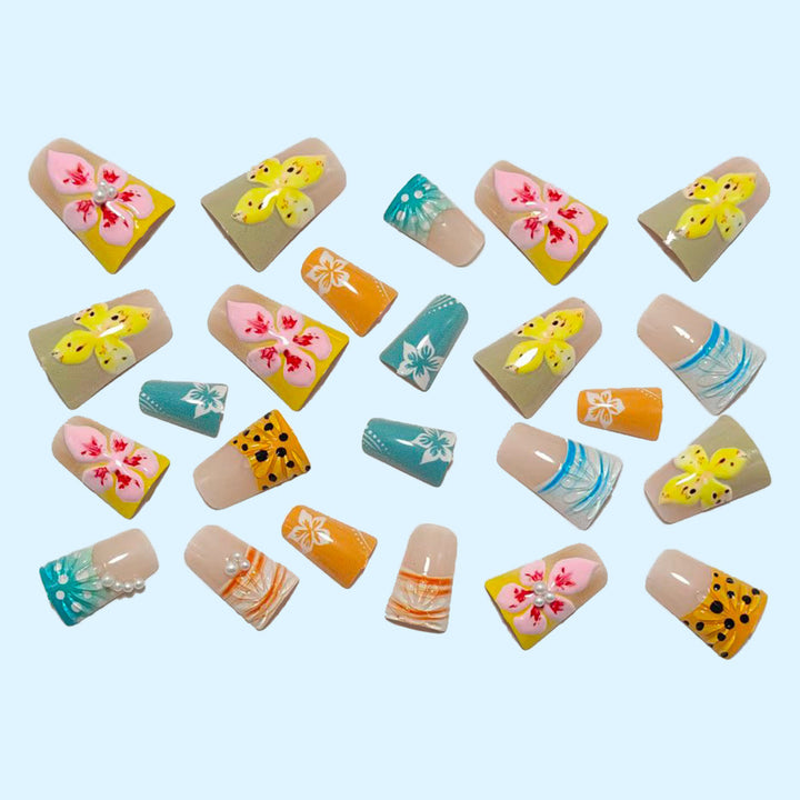 Artificial nails with creative 3D flower and butterfly designs Kalsten