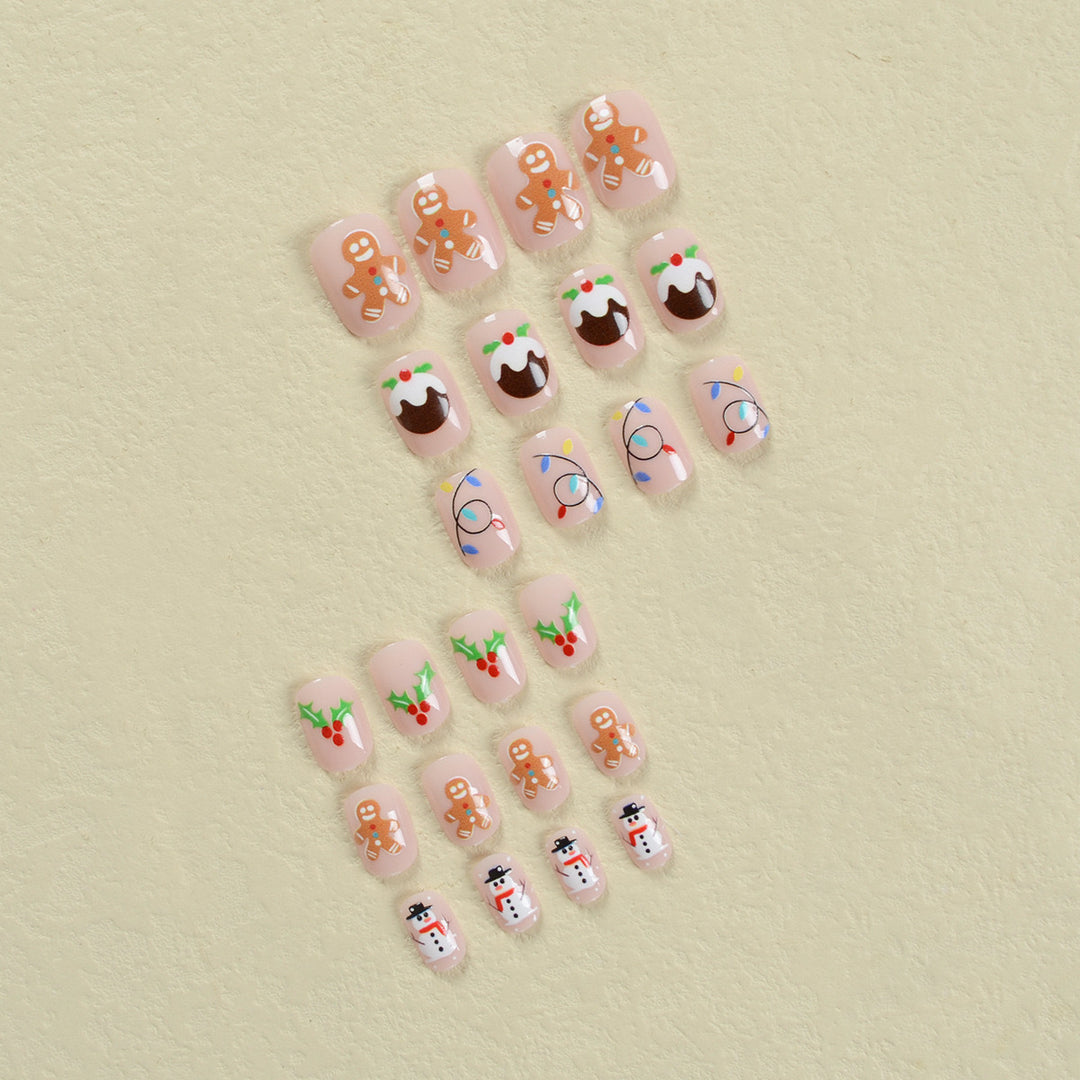 Artificial nail set with festive Christmas motifs Kalsten