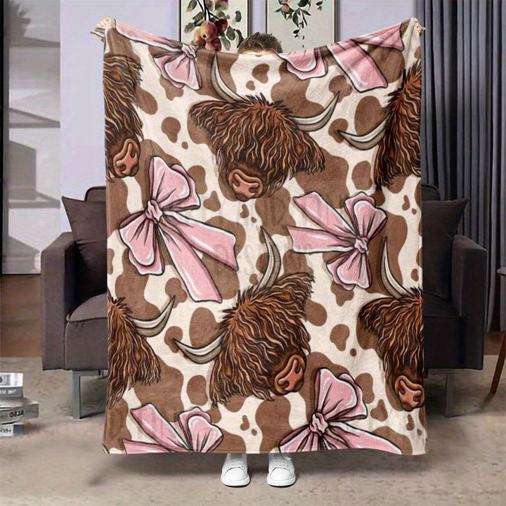 Soft Cartoon Dachshund-Themed Fleece Blanket