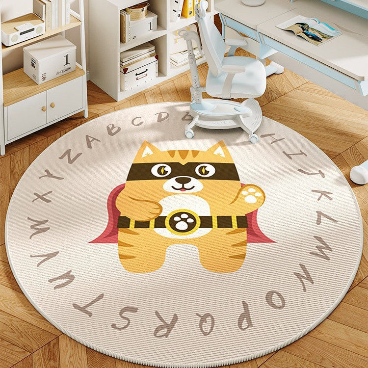 Round Cartoon Panda-Themed Area Rug