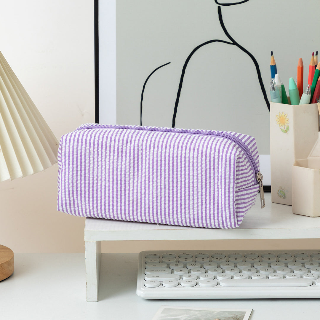 Striped Zippered Pencil Case Bag Kalsten