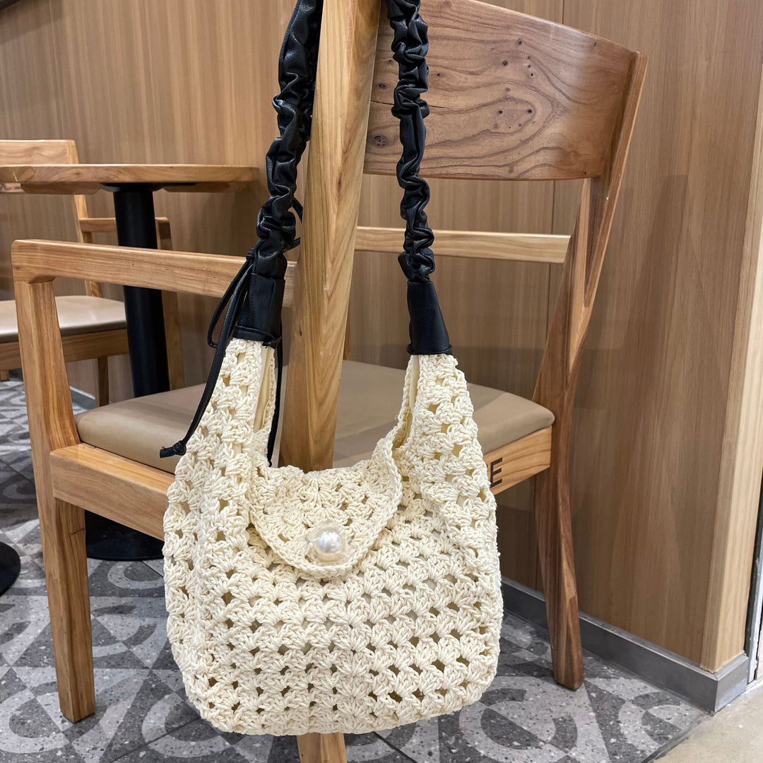 Hand-knotted all-rounder bag with elegant pearl decoration Kalsten