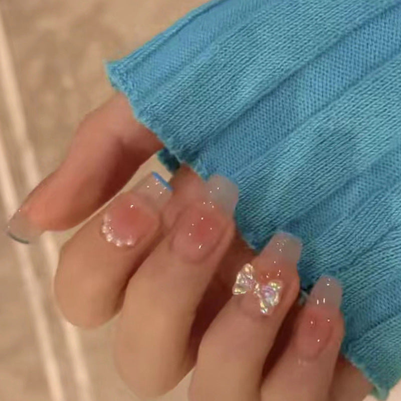 Glittery French Tip Press-On Nail Set Kalsten