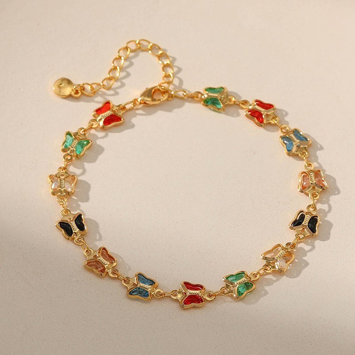 Butterfly and Daisy Charm Anklet Kalsten