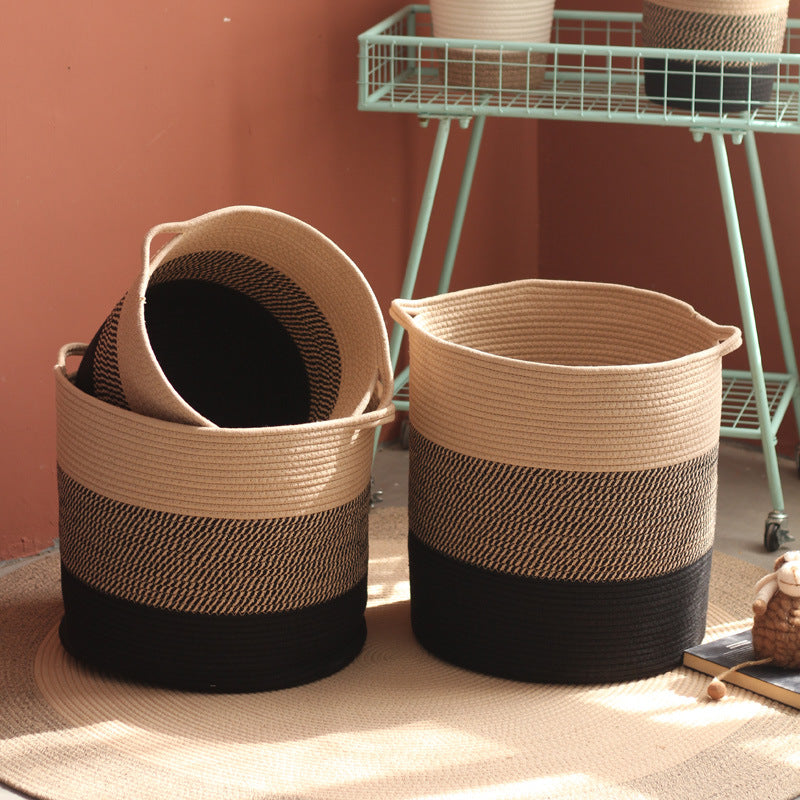 Modern storage basket with gray knit pattern Kalsten
