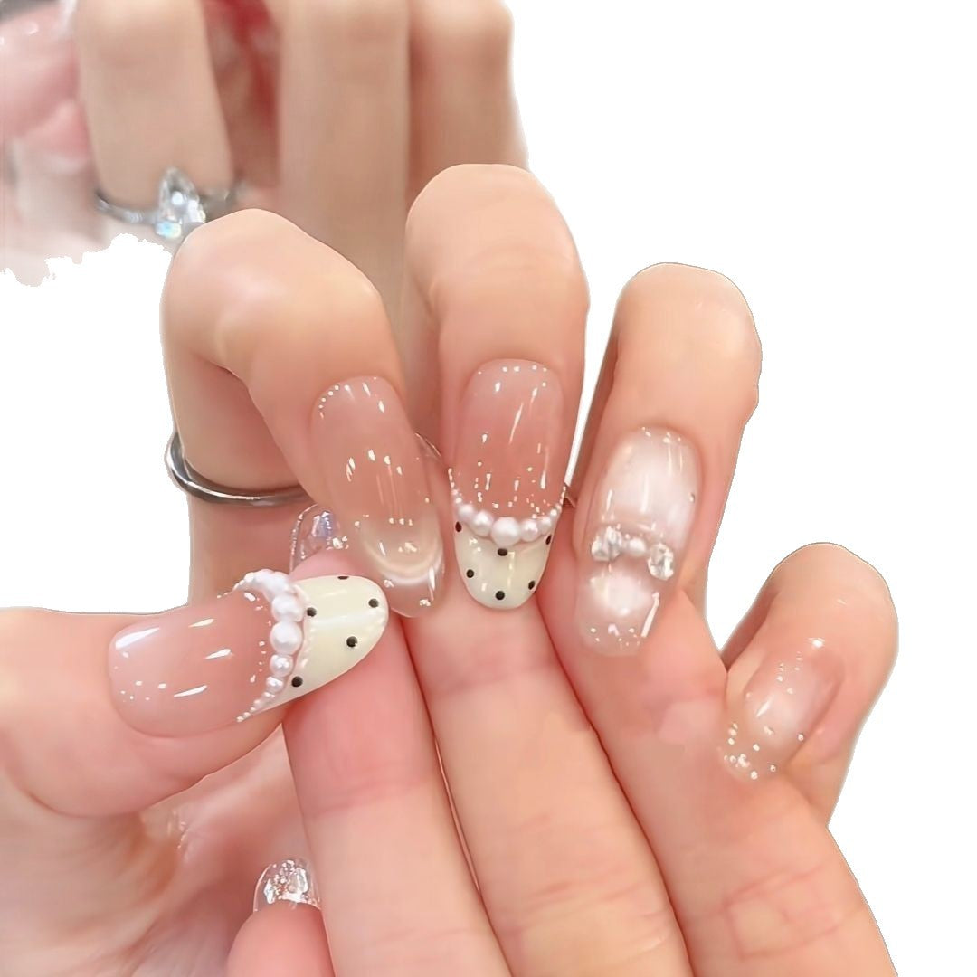 Artistic Pearl-Embellished Press-On Nail Extensions Kalsten