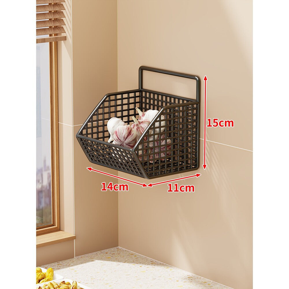 Wall-Mounted Double-Tier Kitchen Storage Baskets