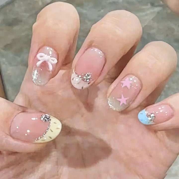 Acrylic nail set with elegant glitter accents Kalsten
