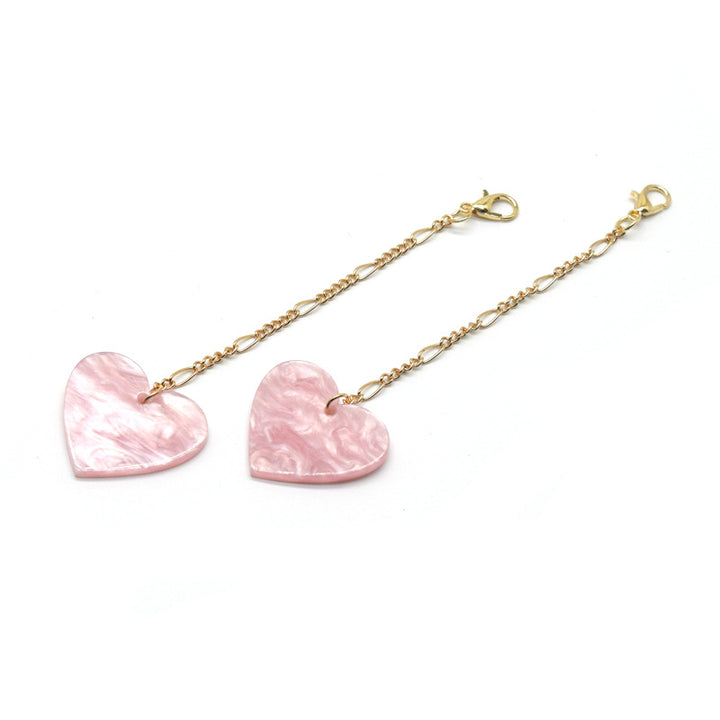 Heart-Shaped Dangle Earrings with Golden Chain Kalsten