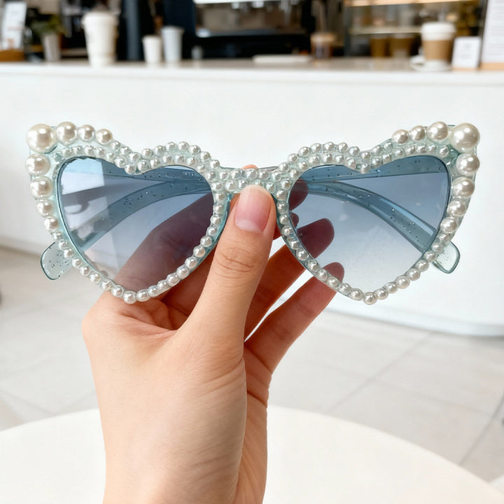 Heart-Shaped Pearl-Detail Sunglasses Kalsten