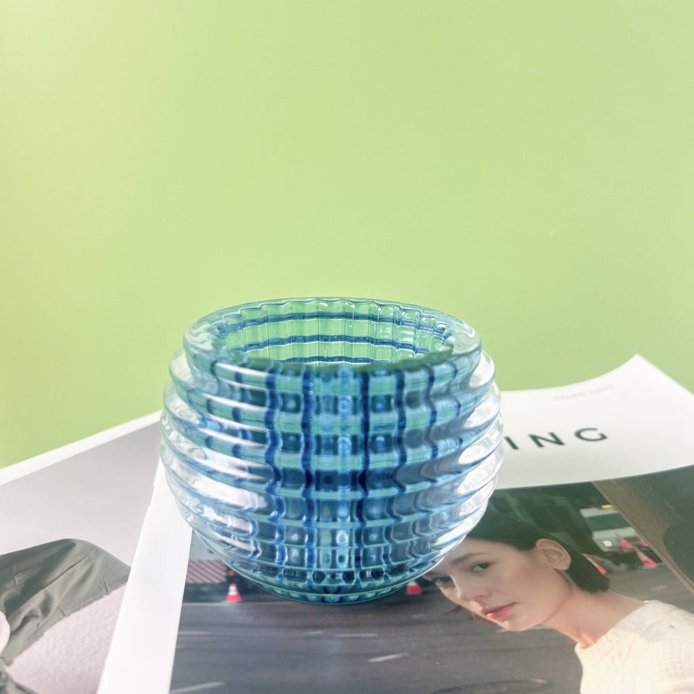 Round Ribbed Glass Votive Candle Holder for Tealights Kalsten