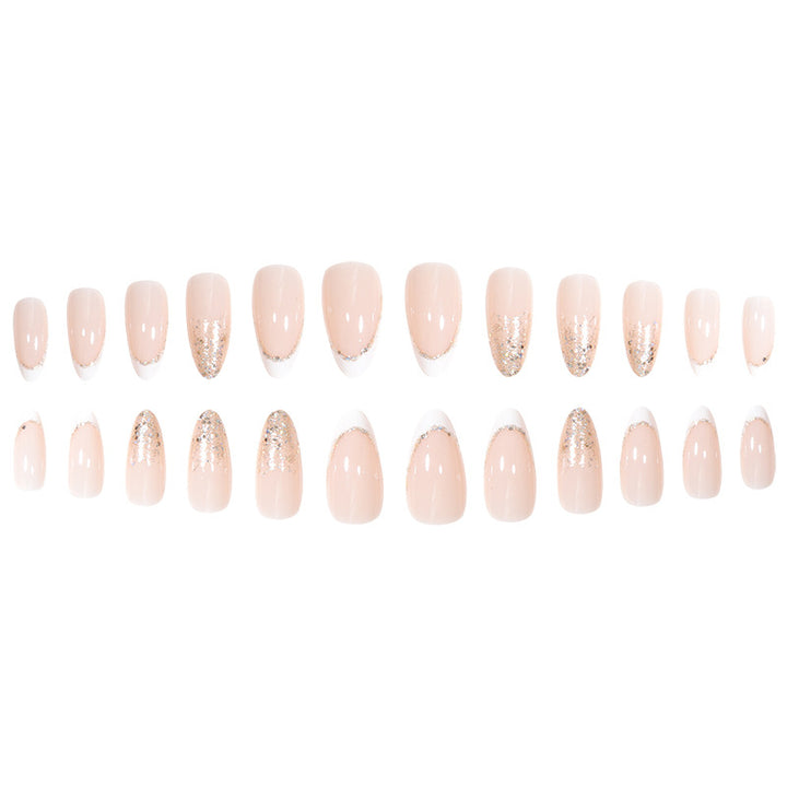 Elegant Stiletto Press-On Nail Set with Glitter and French Tip Kalsten
