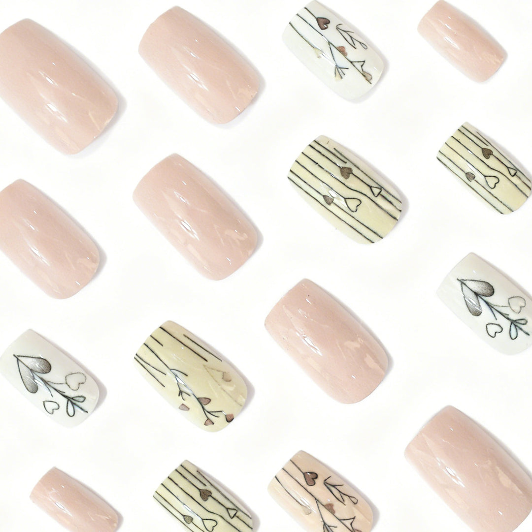 Elegant Heart-Themed Acrylic Nail Art Kalsten