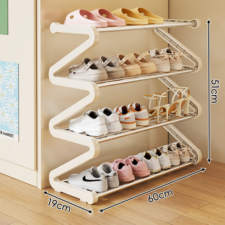 Compact Zigzag Multi-Tier Vertical Shoe Storage Rack