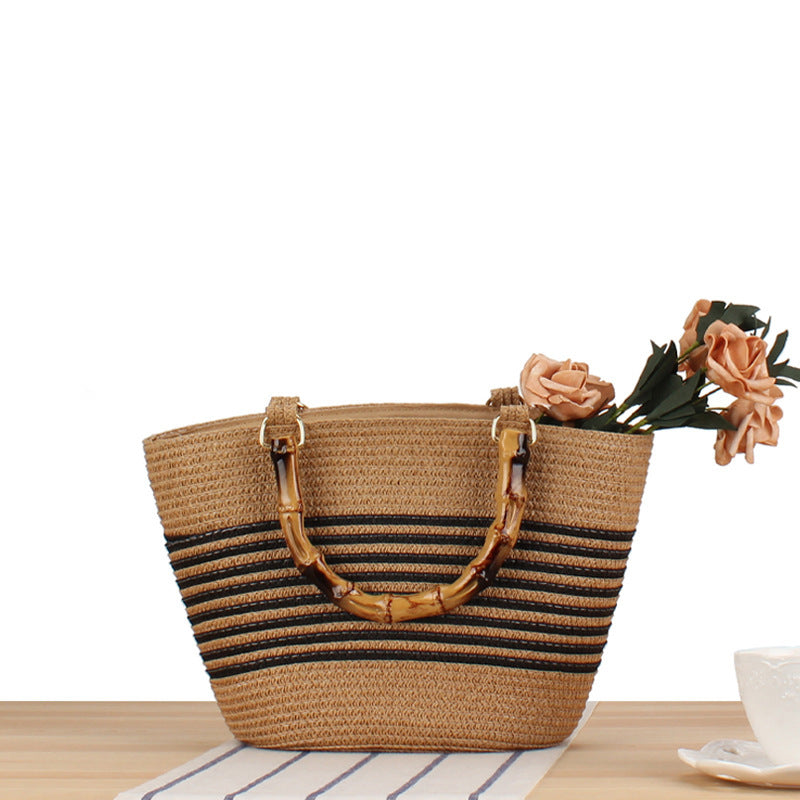 Handmade basket bag with bamboo handles Kalsten