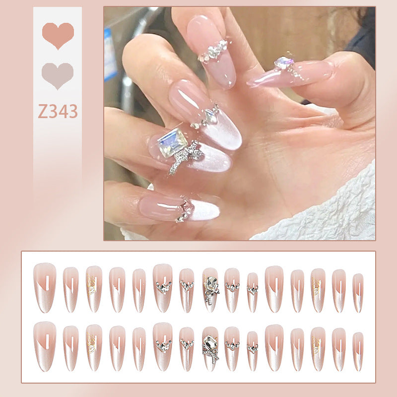Artificial nail set with elegant crystal decorations and ombre effect Kalsten