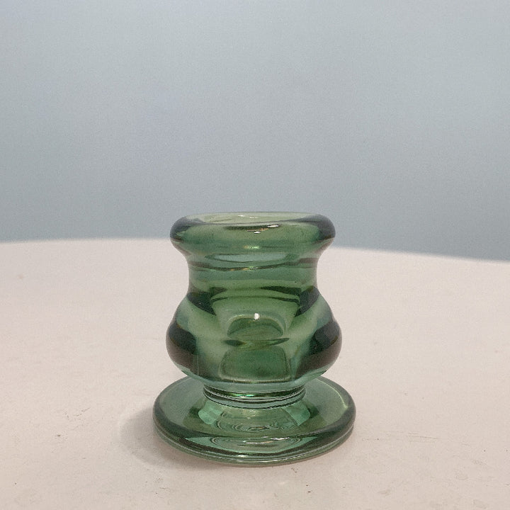 Handblown Smoky Glass Taper and Short Pillar Candle Holder Kalsten