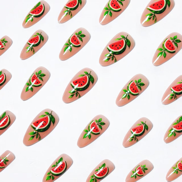 Artificial nails with cheerful melon design Kalsten