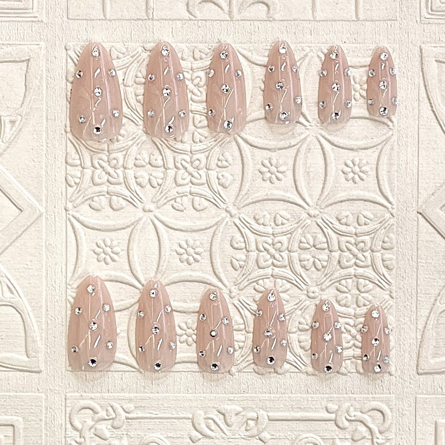 Decorative Stiletto Press-On Nails with Rhinestone Accents Kalsten