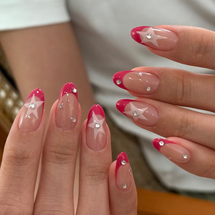 Decorative Press-On Nail Tips with Rhinestone Accents Kalsten