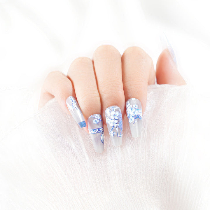 Artistic Floral Long Press-On Nail Set Kalsten