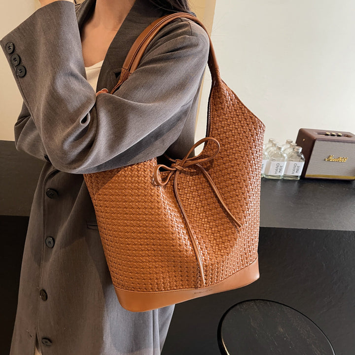 Stylish Woven Bucket Tote Bag