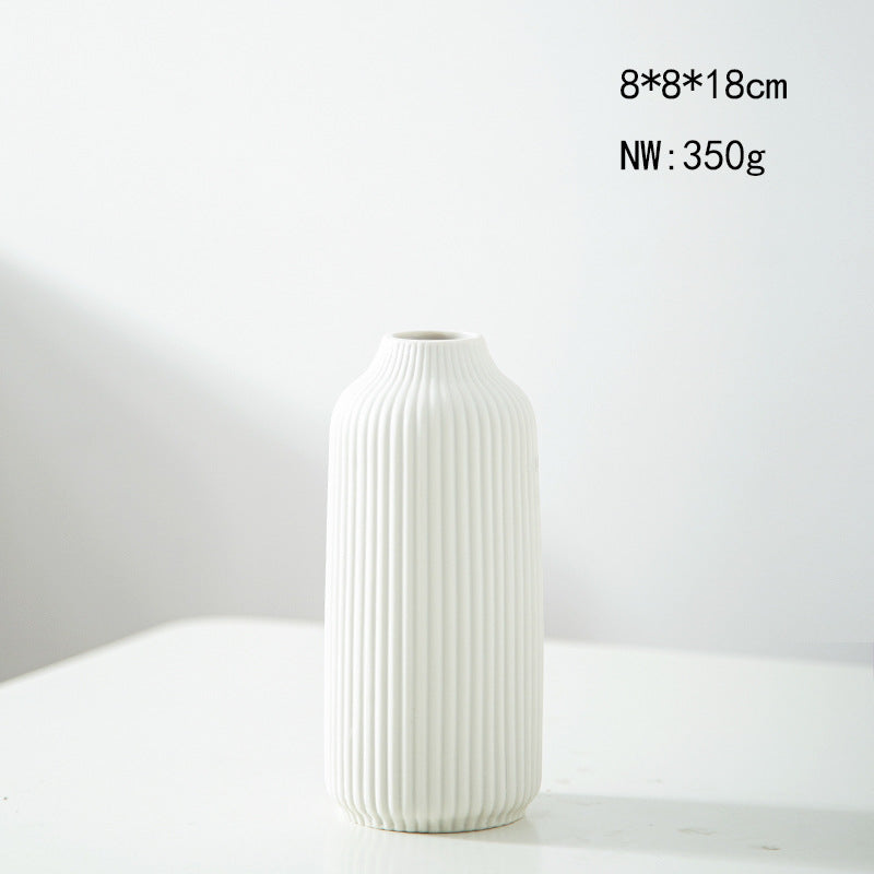 Elegant Ribbed Ceramic Decorative Vase Kalsten