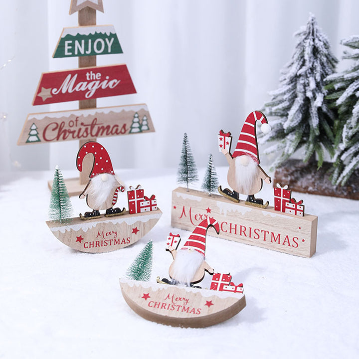 Wooden Christmas Gnome Figurine