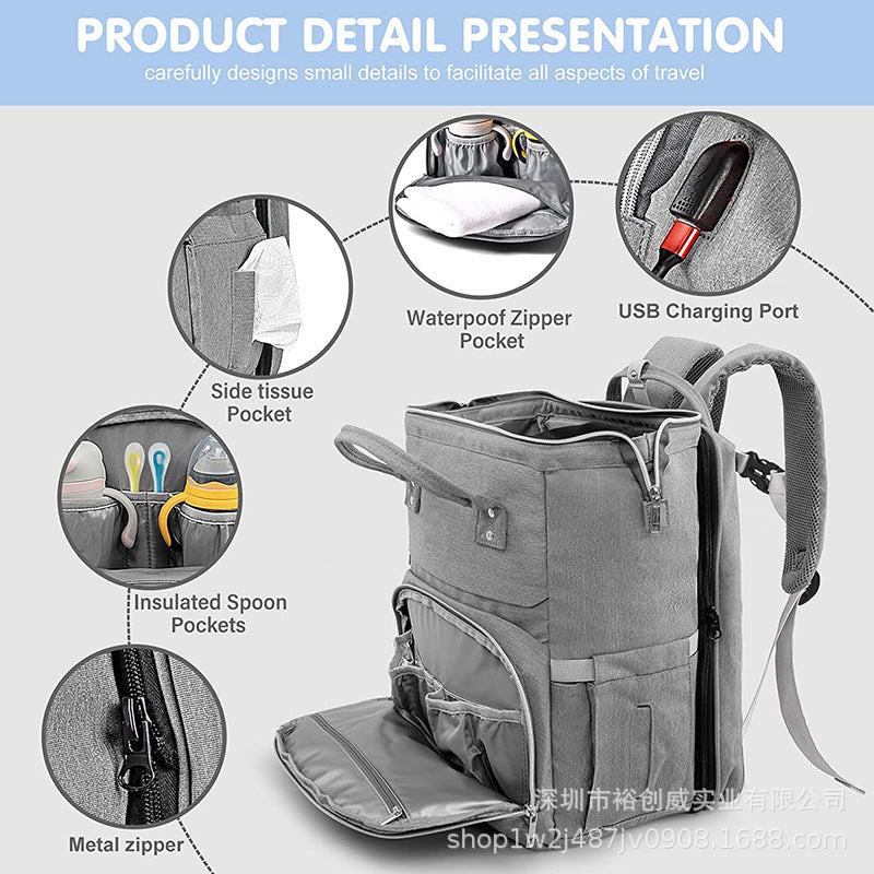 Multi-Functional Diaper Backpack with Insulated Compartment Kalsten