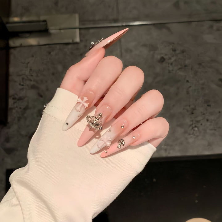 Acrylic nails with rhinestone embellished accents Kalsten