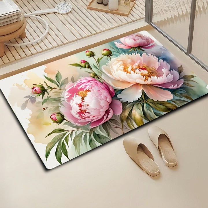 Floral Design Bath Mat Kalsten
