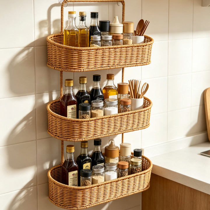 Multi-Tiered Wicker Storage Organizer Kalsten