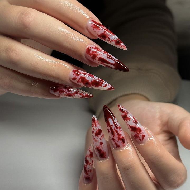 Gothic Blood Drip Stiletto Nail Art Extensions Kalsten