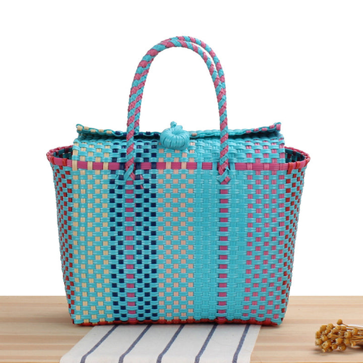 Trendy shopping bag made of handwoven material with playful details Kalsten