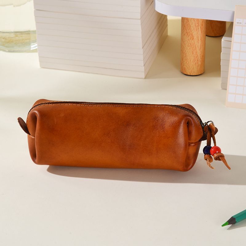 Leather Zippered Pencil Case