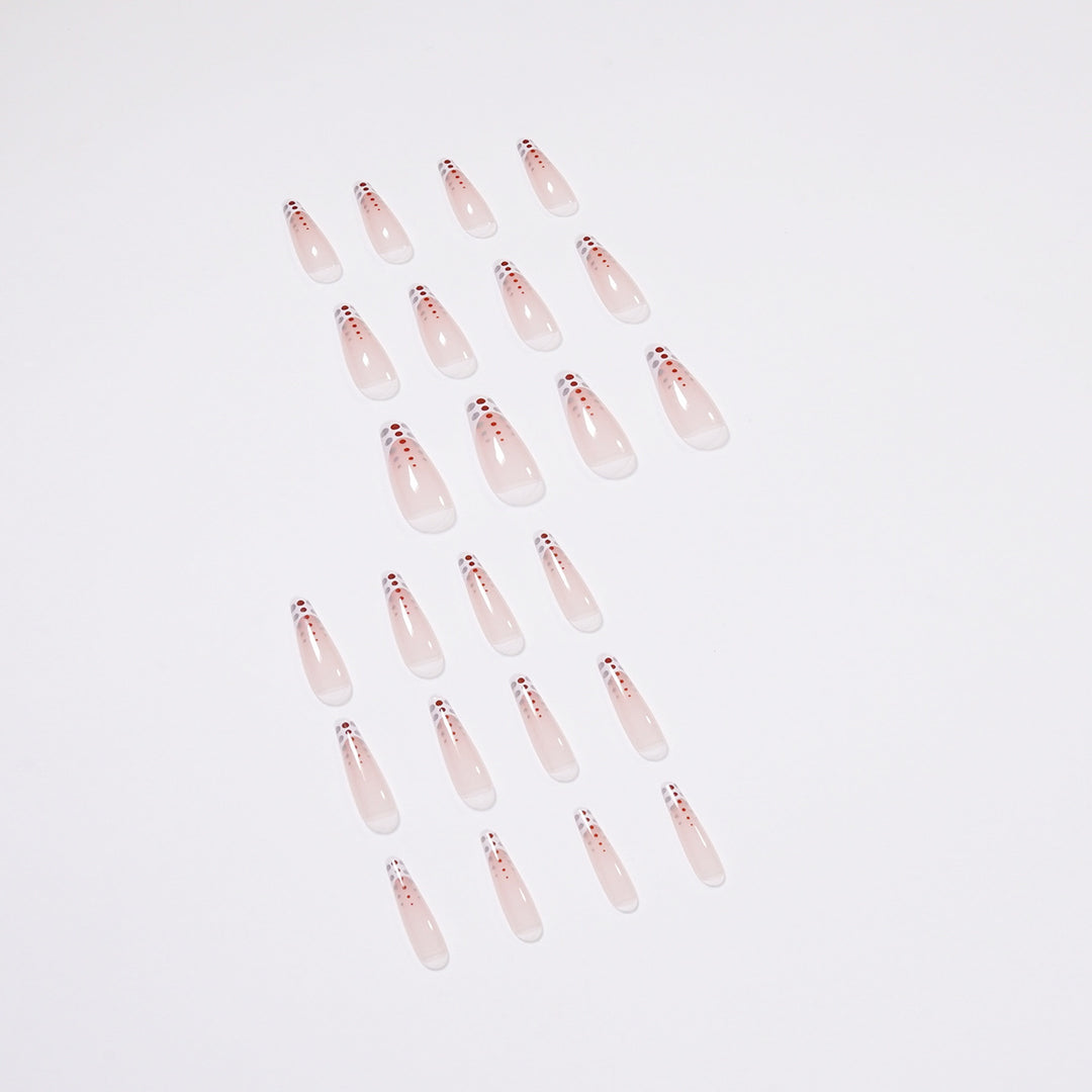Artistic Nail Extensions with Elegant Dots and Shimmering Ombré Kalsten