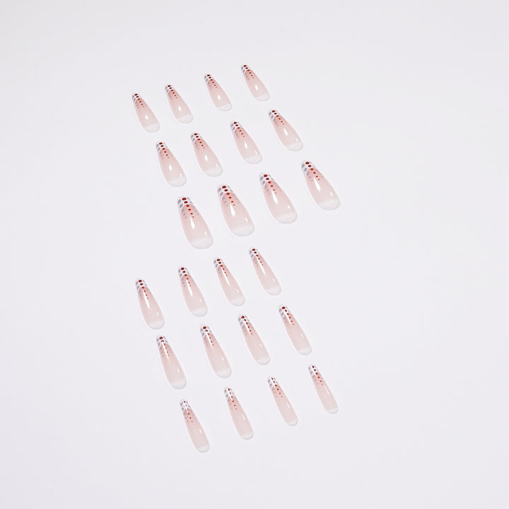 Artistic Nail Extensions with Elegant Dots and Shimmering Ombré Kalsten