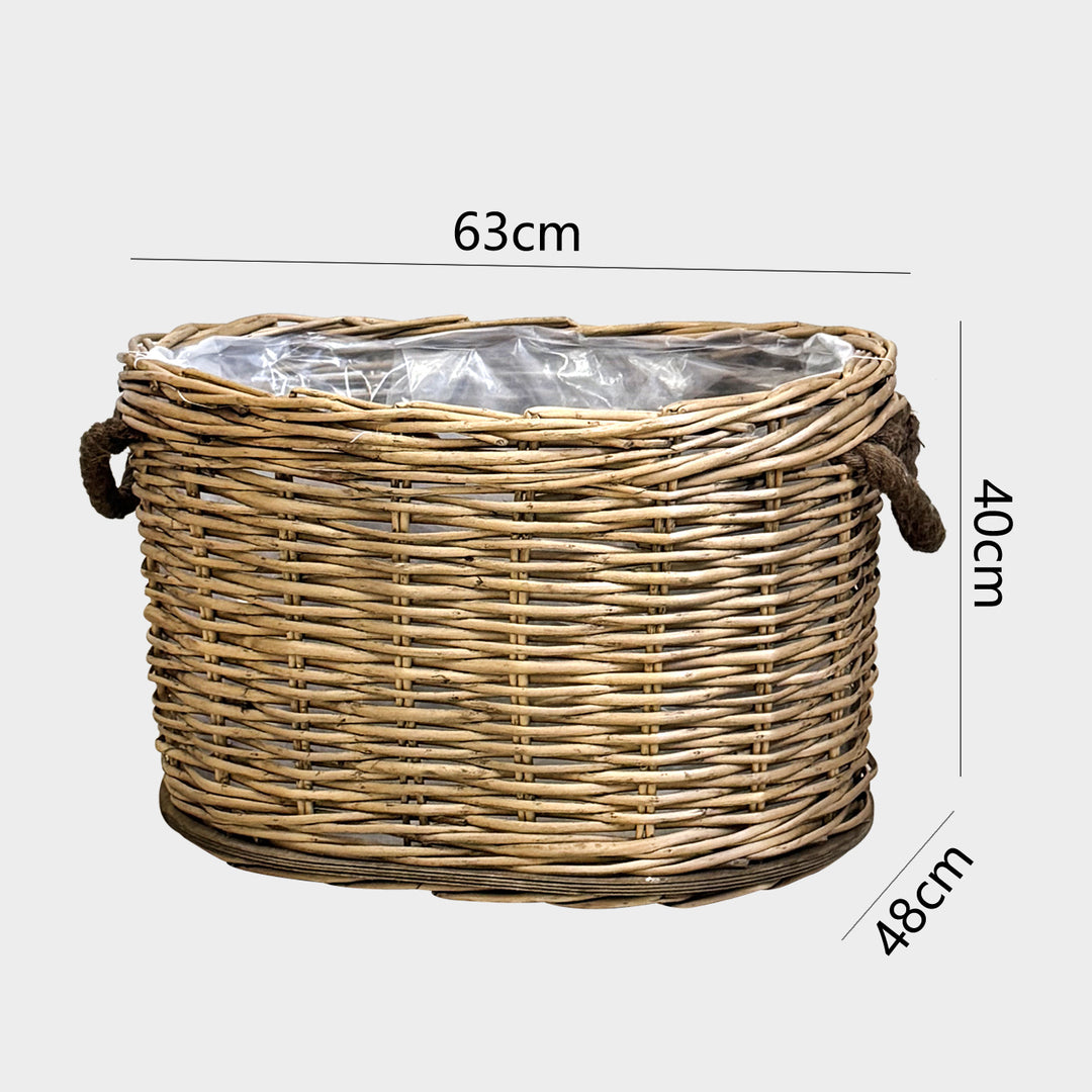 Handwoven storage basket with carrying handles Kalsten