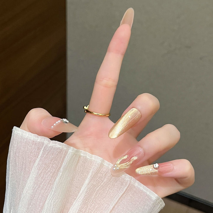 Decorative Crystal-Embellished Press-On Nail Art Kalsten