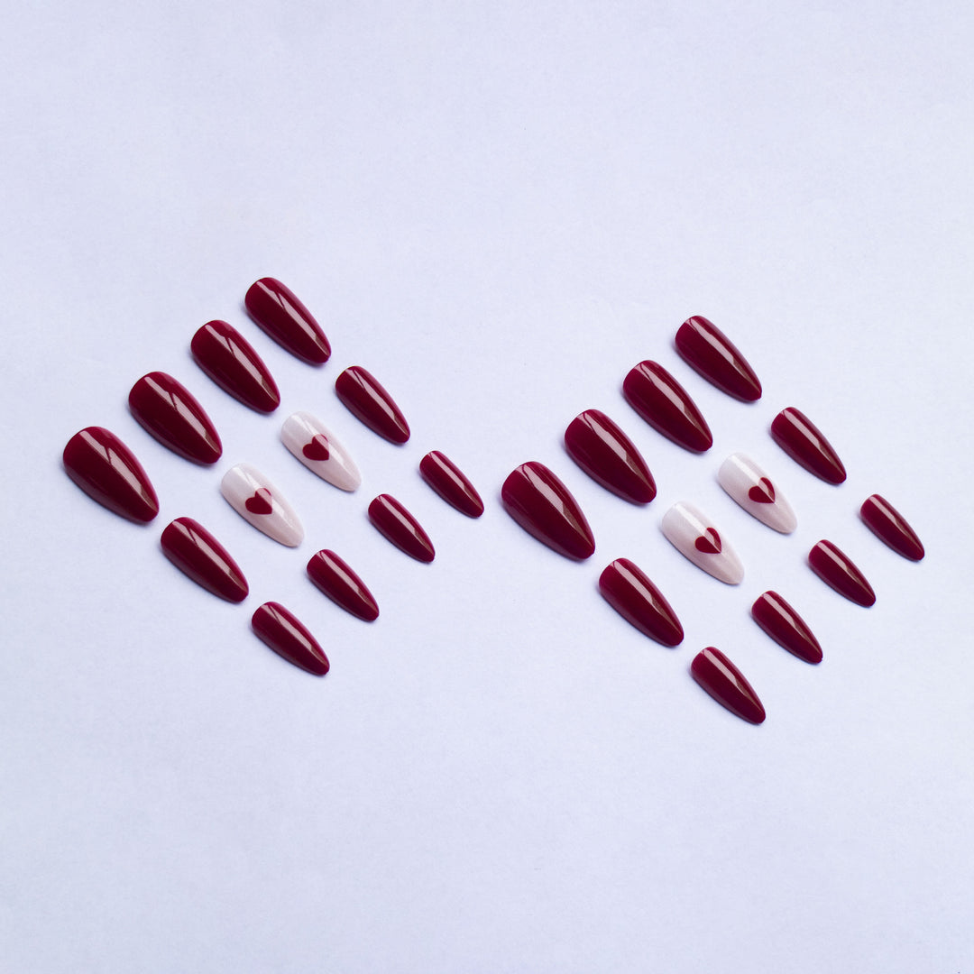 Heart Adorned Gel Nail Art