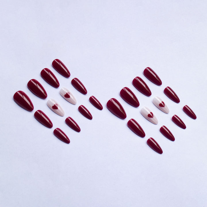 Heart Adorned Gel Nail Art