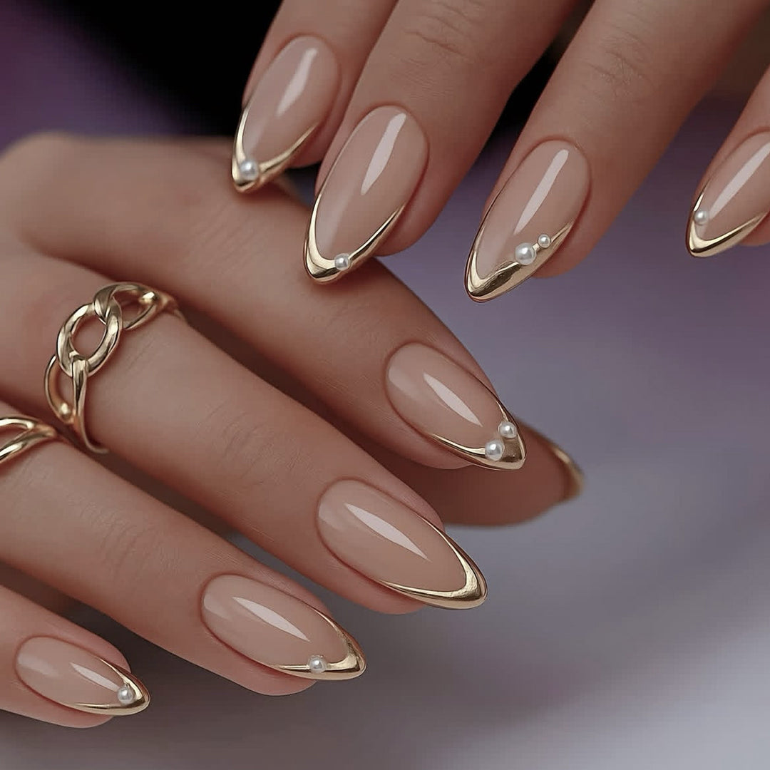 Elegant Stiletto Nail Art Extensions with Pearl Accents Kalsten