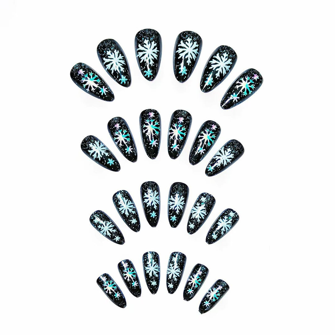 Artificial nails with shimmering snow crystal motif Kalsten